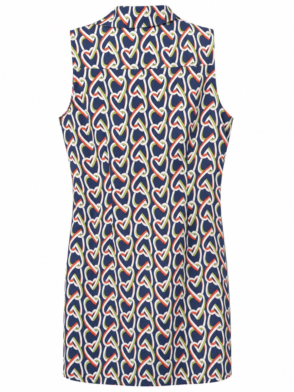 Cabi Size L Navy Multicolor Heart Print Sleeveless Button Front dress - Picture 3 of 9